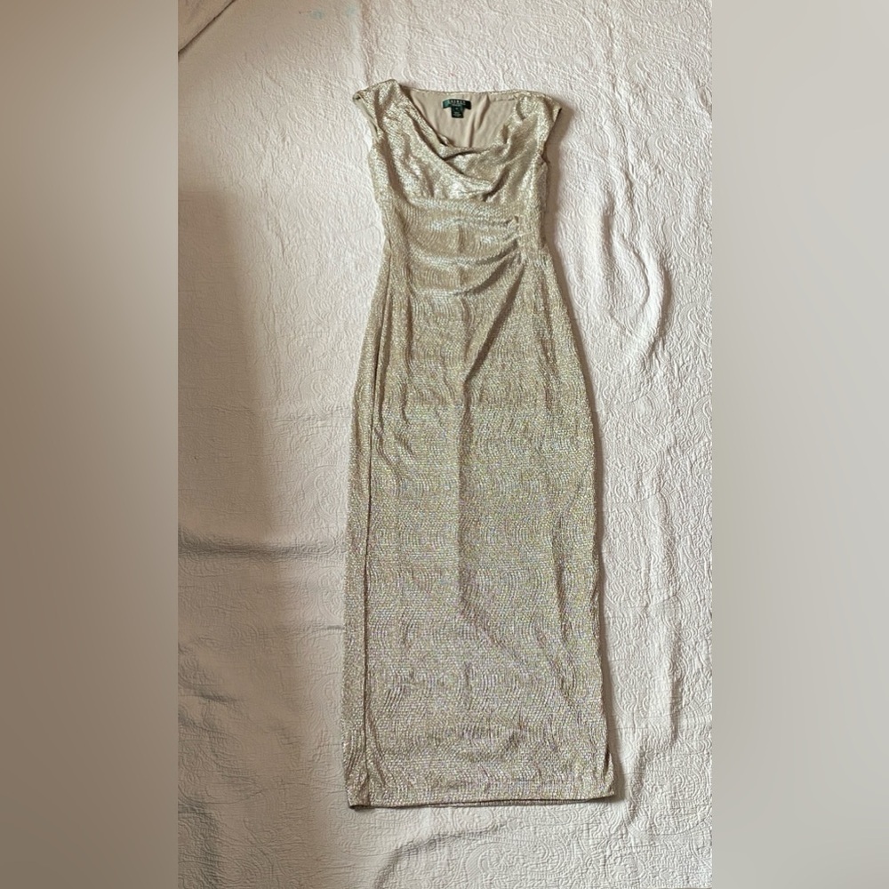 Ralph Lauren Shimmering Cream Maxi Dress size 6P